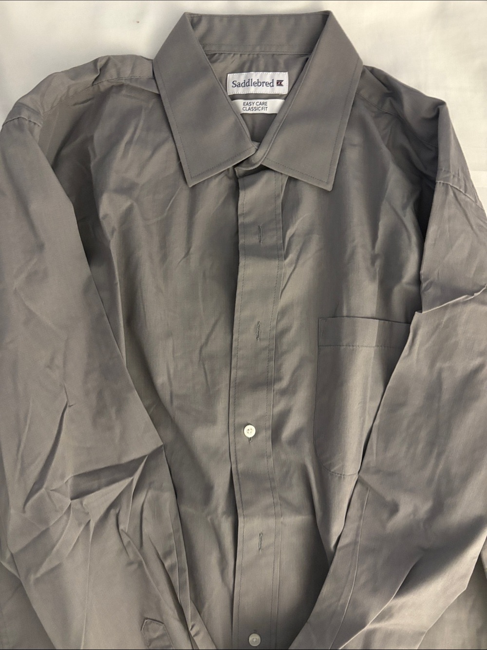 Saddlebred Men's Light Gray Dress Shirt - Point Collar Long Sleeve